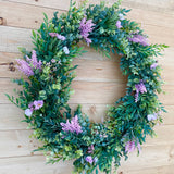 Spring Greenery Wreath with Pink Accents (Made to Order)