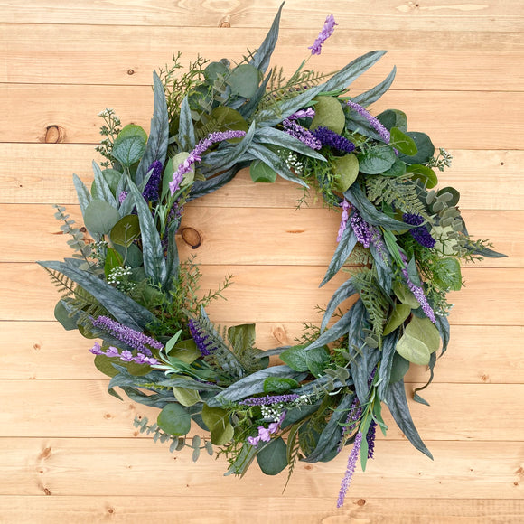 Mixed Eucalyptus Wreath with Lavender (Made to Order)