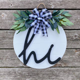 3D “hi” Shiplap Door Hanger in White (Made to Order)