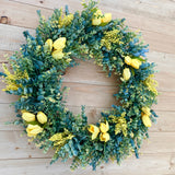 Spring Greenery Wreath w. Yellow Accents (Made to Order)