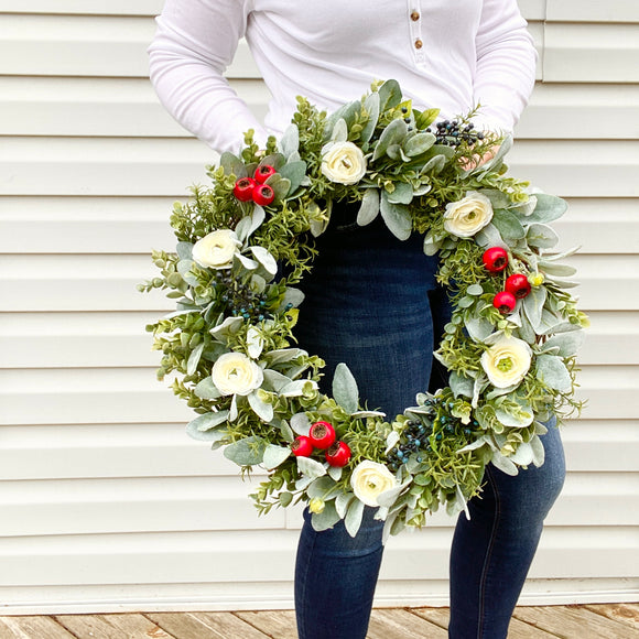 Patriotic Greenery Wreath (Made to order)